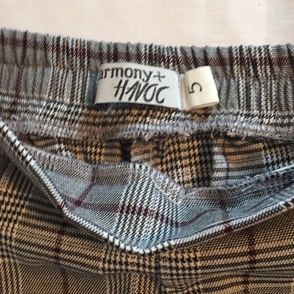 NWT Harmony Havoc Brown Plaid Pants Junior size 3 - Picture 3 of 4